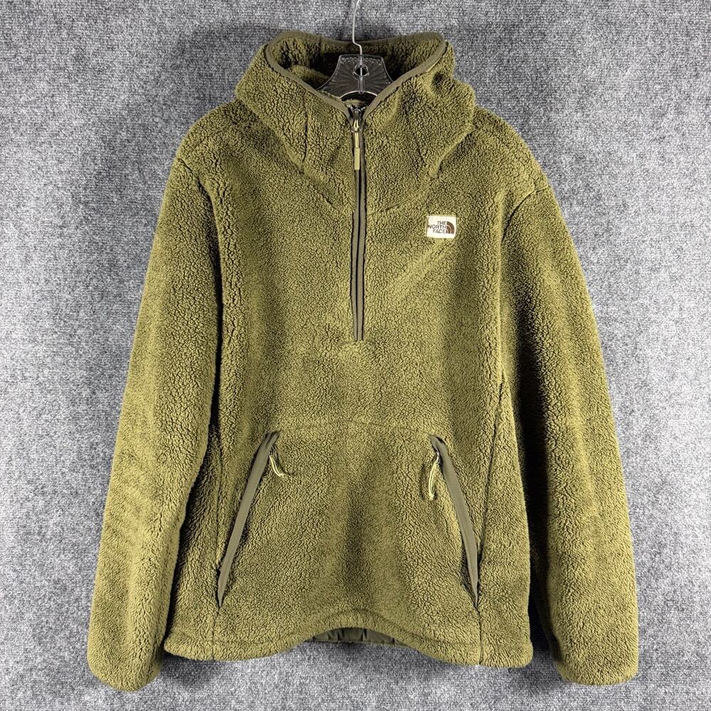 The North Face Campshire Sherpa Fleece Hoodie Mens M Green 1/4 Zip NF0A4R5D